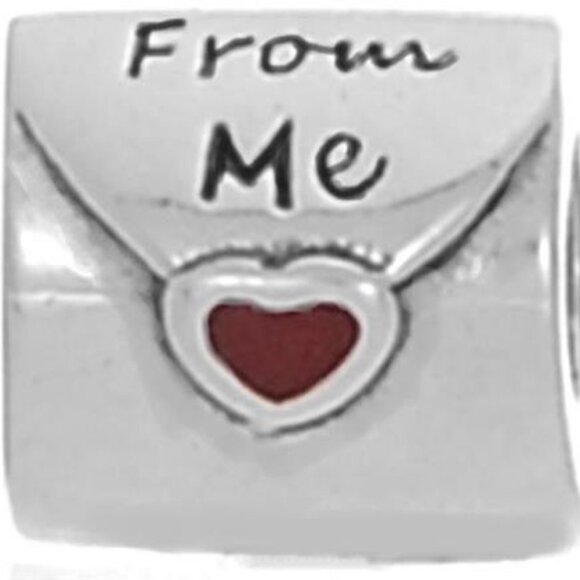 PANDORA 925 STERLING SILVER & ENAMEL "FROM ME TO MY LOVE" LETTER CHARM - Picture 2 of 4